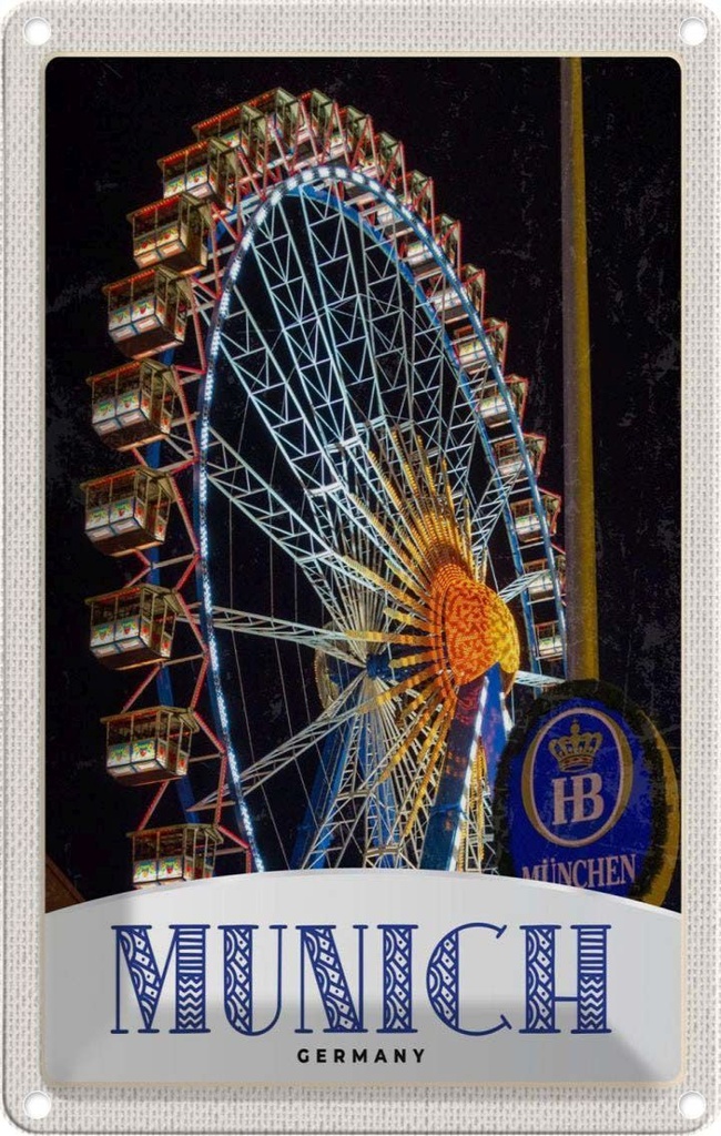 [LA-1782999] Blechschild 18x12 cm München Oktoberfest Riesenrad Kirmes Feiern Party