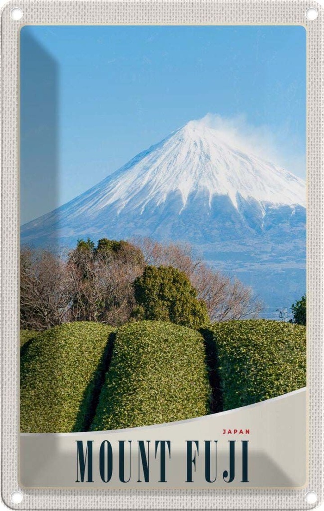 Blechschild 18x12 cm Mont Fuji Japan Asien Bildmotiv Reisemotiv Abenteuer Reisen Urlaub