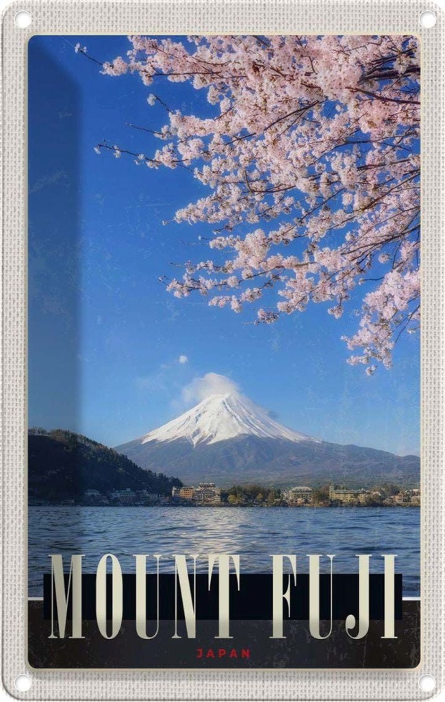 Blechschild 18x12 cm Mont Fuji Japan Asien Bildmotiv Reisemotiv Abenteuer Reisen Urlaub
