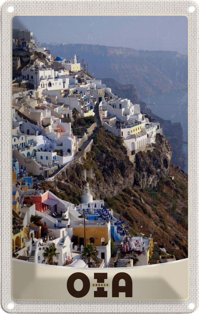 Blechschild 18x12 cm Oia Greece Griechenland Europa Insel Bildmotiv Reisemotiv Abenteuer Reisen Urlaub