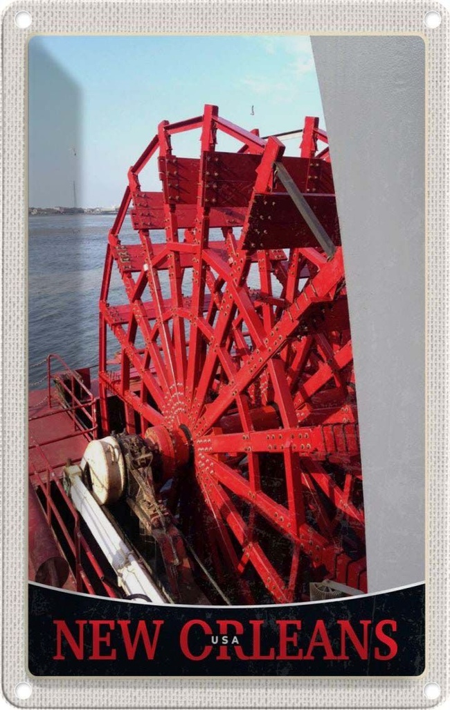 [LA-1783010] Blechschild 18x12 cm New Orleans USA Urlaub Amerika Steambot Bildmotiv Reisemotiv Abenteuer Reisen
