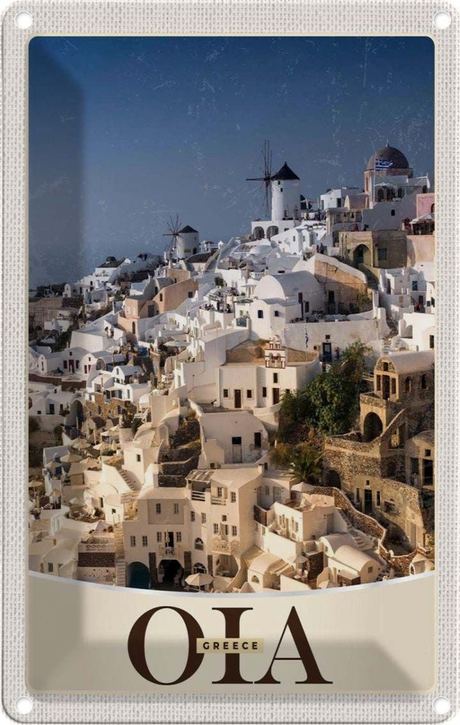 Blechschild 18x12 cm Oia Greece Insel Griechenland Bildmotiv Reisemotiv Abenteuer Reisen Urlaub
