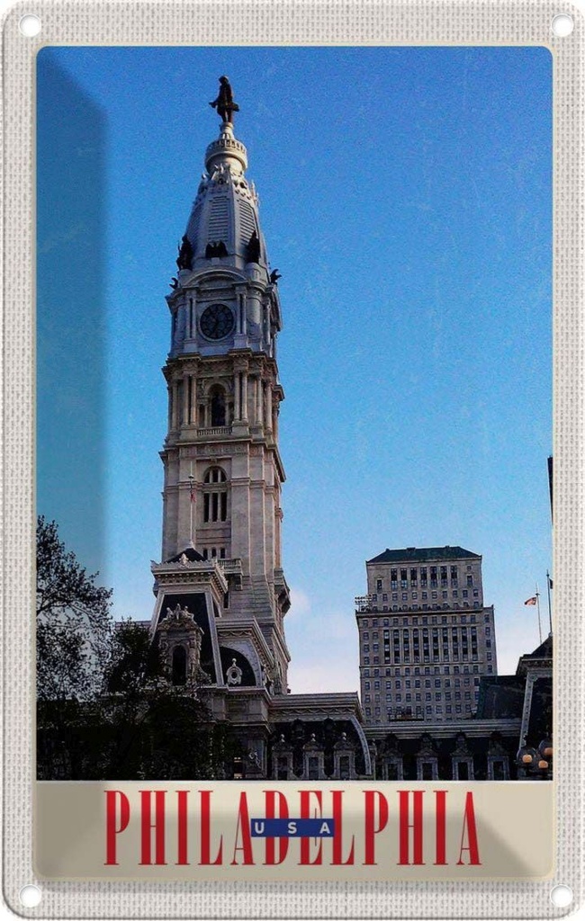 [LA-1783016] Blechschild 18x12 cm Philadelphia USA Amerika Bildmotiv Reisemotiv Abenteuer Reisen Urlaub