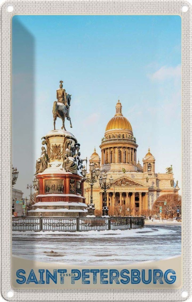 Blechschild 18x12 cm Saint Petersburg Russland Skulptur Bildmotiv Reisemotiv Abenteuer Reisen Urlaub