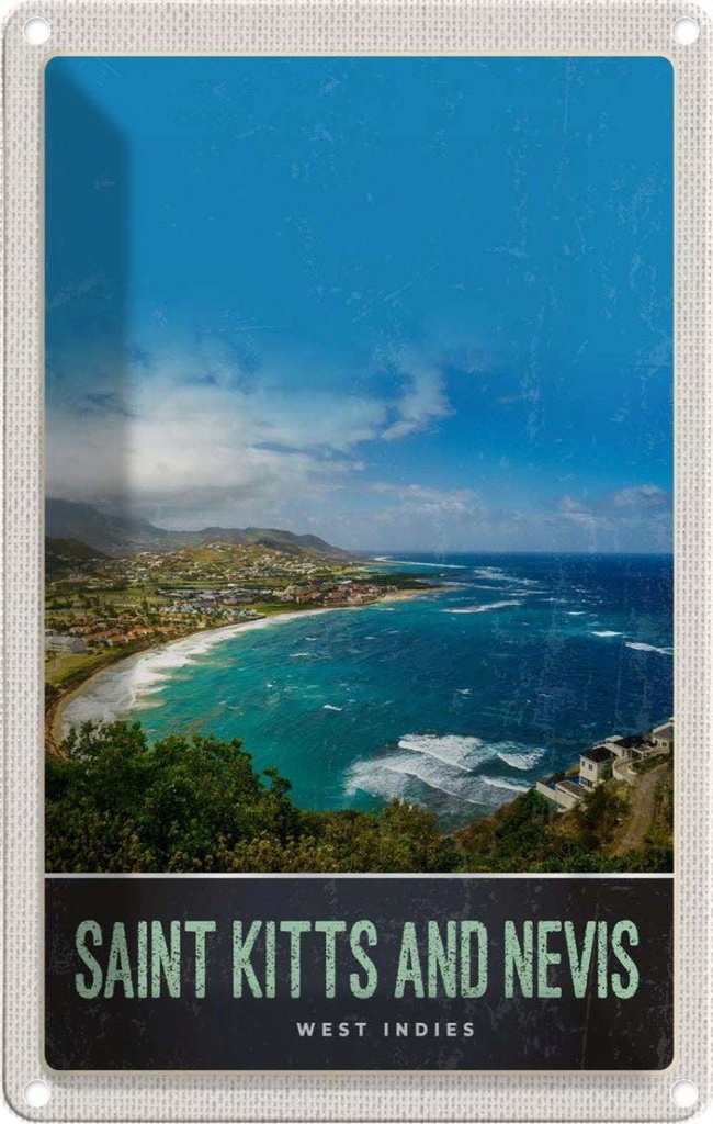 [LA-1783043] Blechschild 18x12 cm Saint Kitts USA Urlaub and Nevis Amerika Bildmotiv Reisemotiv Abenteuer Reisen