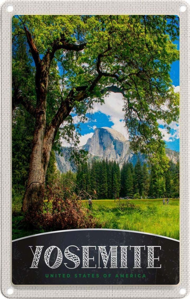 [LA-1783073] Blechschild 18x12 cm Yosemite Amerika Bäume Bildmotiv Reisemotiv Abenteuer Reisen USA Urlaub