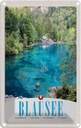 Blechschild 18x12 cm Blausee Schweiz Wald Bildmotiv Reisemotiv Abenteuer Reisen Urlaub