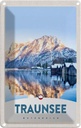 Blechschild 18x12 cm Traunsee Österreich Winterzeit Schnee Bildmotiv Reisemotiv Abenteuer Reisen Urlaub