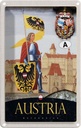 Blechschild 18x12 cm Österreich Ritter Burg 1889 Wappen Bildmotiv Reisemotiv Abenteuer Reisen Urlaub