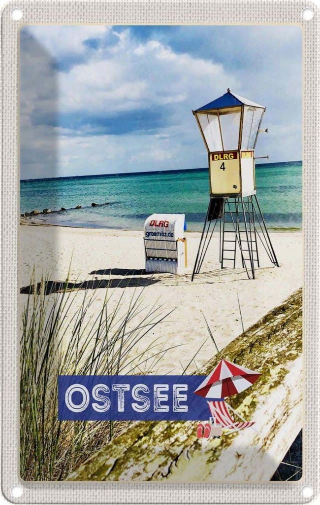 Blechschild 18x12 cm Ostsee Strand Rettungsschwimmer Abenteuer Reisen Urlaub