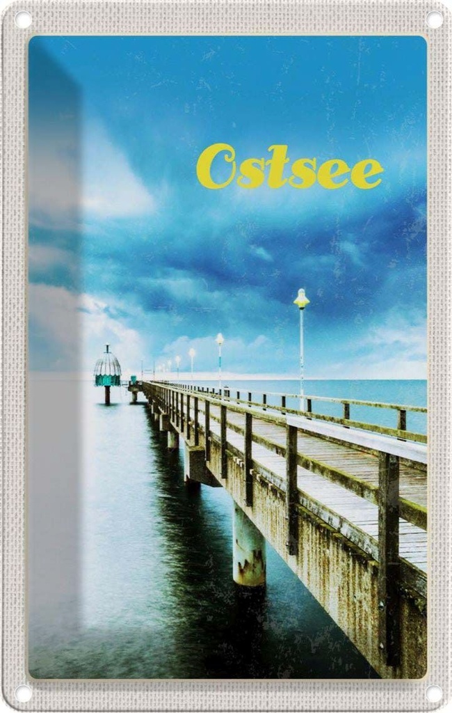 Blechschild 18x12 cm Ostsee Gehweg Strand Bildmotiv Reisemotiv Abenteuer Reisen Urlaub