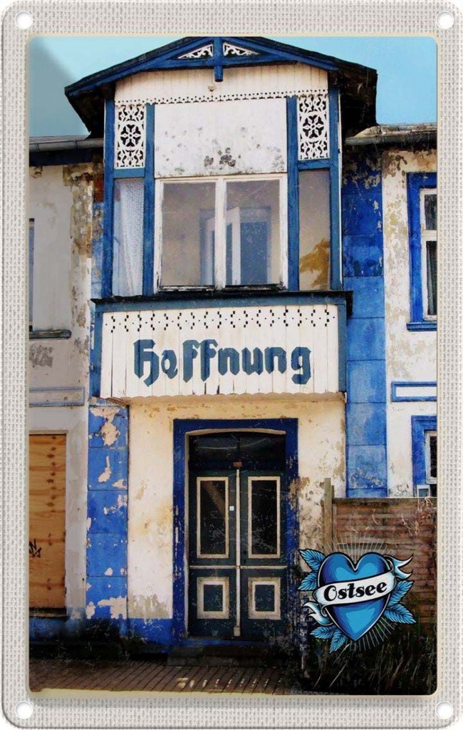 Blechschild 18x12 cm Ostsee Haus der Hoffnung Strand Bildmotiv Reisemotiv Abenteuer Reisen Urlaub