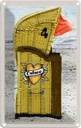 Blechschild 18x12 cm Ostsee Strandkorb gelb Strand Bildmotiv Reisemotiv Abenteuer Reisen Urlaub