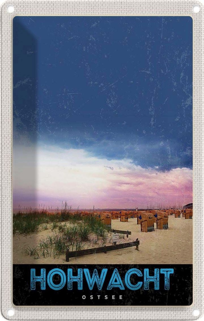 Blechschild 18x12 cm Hochwacht Ostsee Strandkorb Strand Abenteuer Reisen Urlaub