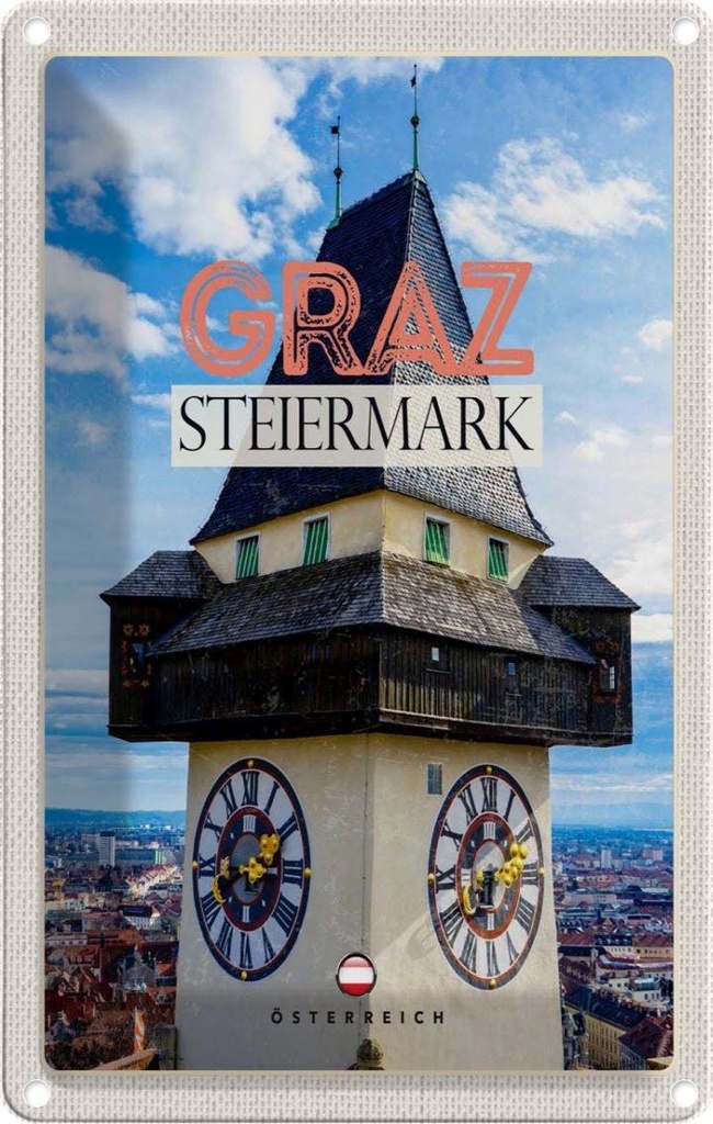 Blechschild 18x12 cm Graz Steiermark Kirche Ausblick Stadt Bildmotiv Reisemotiv Abenteuer Reisen Urlaub