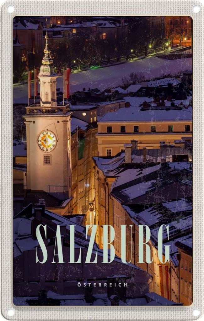 Blechschild 18x12 cm Salzburg Österreich Kirche Altstadt Bildmotiv Reisemotiv Abenteuer Reisen Urlaub