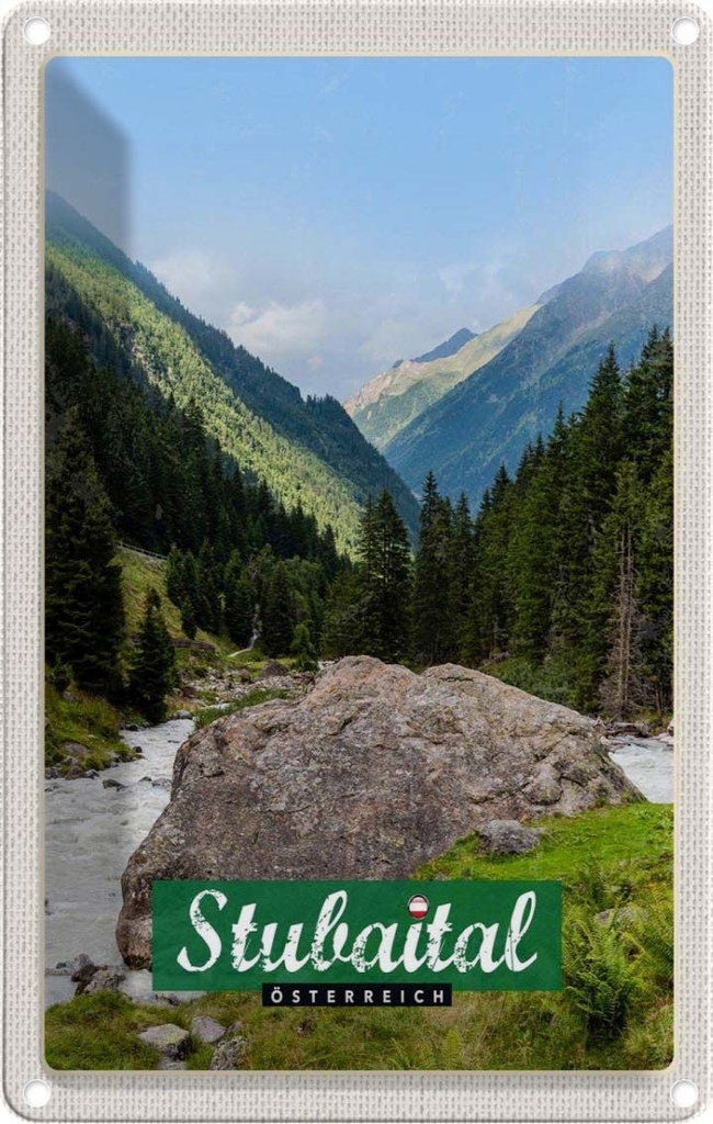 Blechschild 18x12 cm Stubaital Österreich Wanderung Bildmotiv Reisemotiv Abenteuer Reisen Urlaub