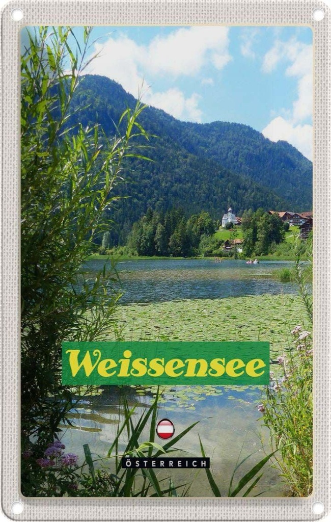 Blechschild 18x12 cm Weißensee See schwimmen Bildmotiv Reisemotiv Abenteuer Reisen Urlaub