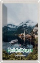 Blechschild 18x12 cm Hallstättersee Berge Schiff Boot Berg Bildmotiv Reisemotiv Abenteuer Reisen Urlaub