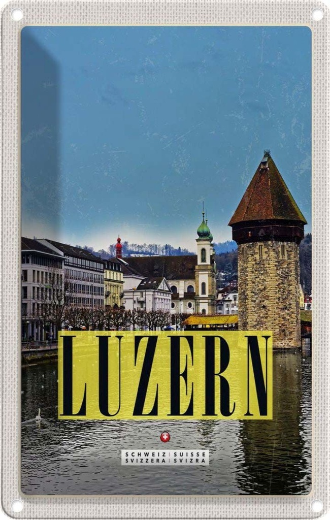 Blechschild 18x12 cm Luzern Stadt Familienurlaub Wanderung Bildmotiv Reisemotiv Abenteuer Reisen Urlaub