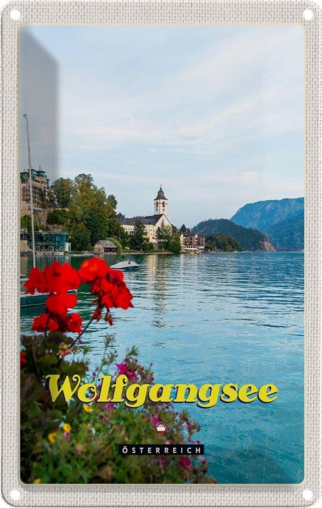 [LA-1783355] Blechschild 18x12 cm Wolfgangsee See Familienurlaub Bildmotiv Reisemotiv Abenteuer Reisen Urlaub