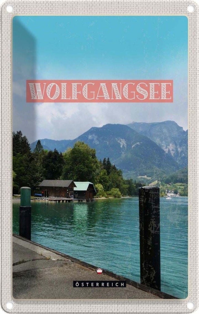 [LA-1783356] Blechschild 18x12 cm Wolfgangsee See Stadt Bildmotiv Reisemotiv Abenteuer Reisen Urlaub
