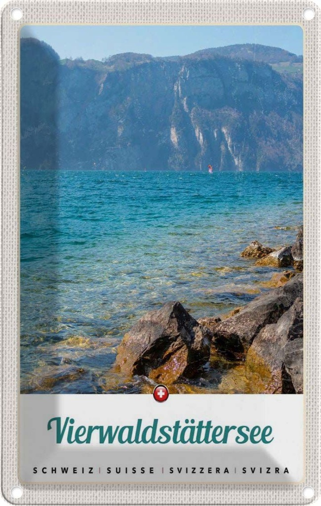 [LA-1783367] Blechschild 18x12 cm Vierwaldstättersee See Schweiz Bildmotiv Reisemotiv Abenteuer Reisen Urlaub