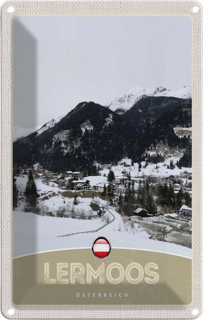 [LA-1783378] Blechschild 18x12 cm Lermoos Österreich Wälder Winterzeit Bildmotiv Reisemotiv Abenteuer Reisen Urlaub