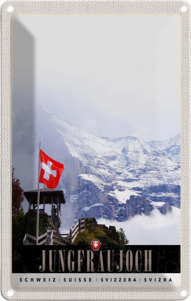 [LA-1783380] Blechschild 18x12 cm Jungfraujoch Schweiz Wintertraum Bildmotiv Reisemotiv Abenteuer Reisen Urlaub