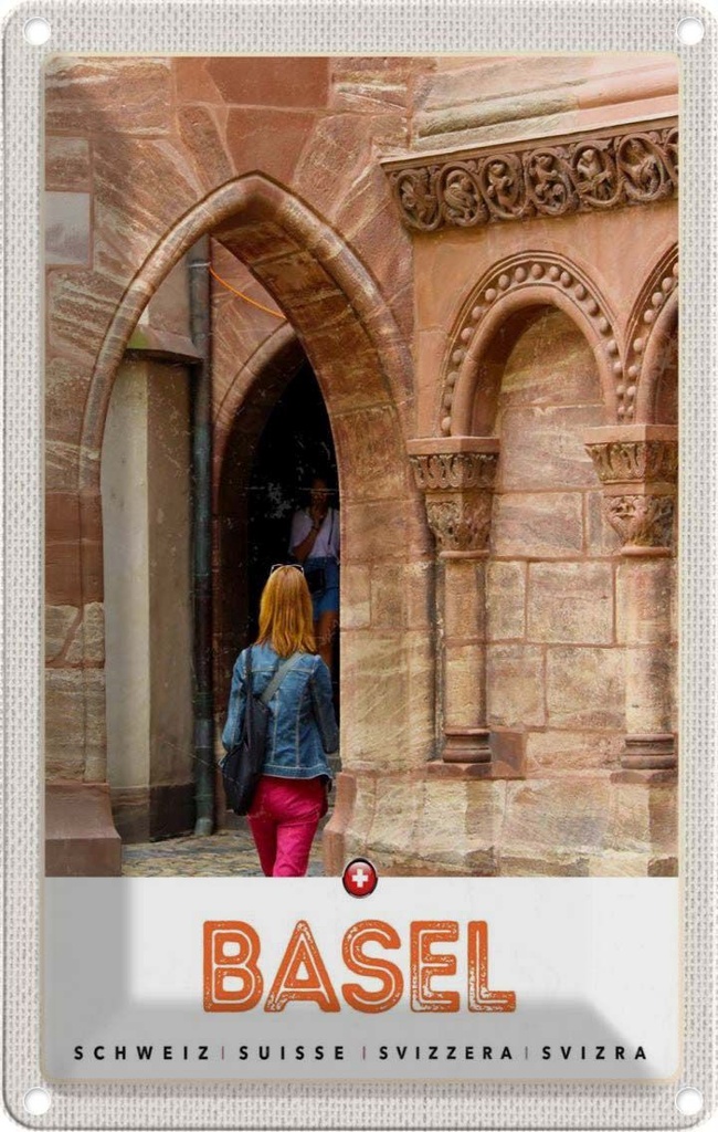 [LA-1783394] Blechschild 18x12 cm Basel SchweizStadttour Ansicht Bildmotiv Reisemotiv Abenteuer Reisen Urlaub