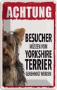 Blechschild 18x12 cm Tiere Achtung Yorkshire Terrier Hund