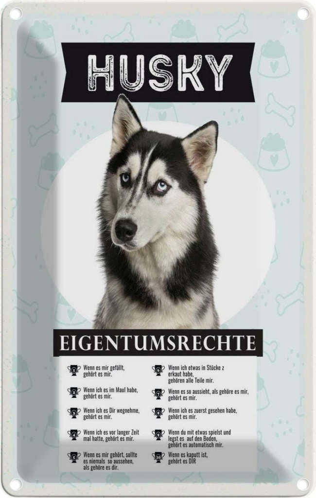 [LA-1783432] Blechschild 18x12 cm Husky Eigentumsrechte Hund