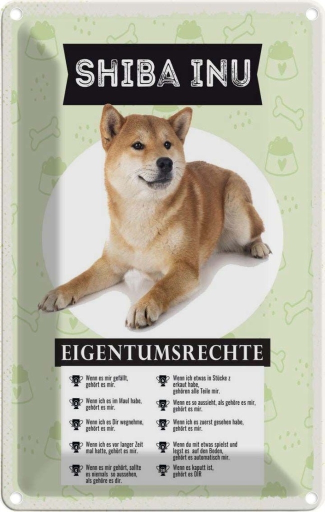[LA-1783433] Blechschild 18x12 cm Shiba Inu Eigentumsrechte Hund