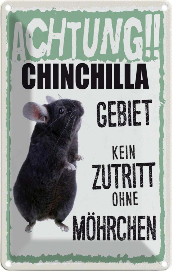 [LA-1783436] Blechschild 18x12 cm Tiere Achtung Chinchilla Gebiet Tier Haustier
