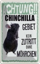 Blechschild 18x12 cm Tiere Achtung Chinchilla Gebiet Tier Haustier