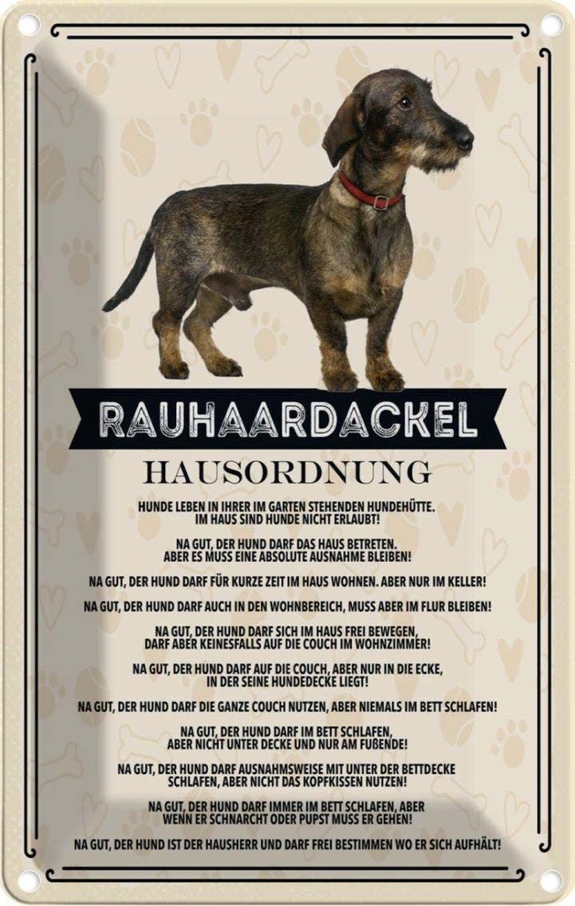 [LA-1783438] Blechschild 18x12 cm Tiere Rauhaardackel Hausordnung Hund
