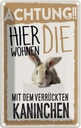 Blechschild 18x12 cm Tiere Achtung hier Kaninchen Tier Haustier