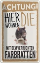 Blechschild 18x12 cm Tiere Achtung hier Farbratten Tier Haustier