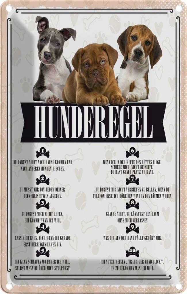 [LA-1783450] Blechschild 18x12 cm Hunderegel du darfst mich nicht rufen Hund