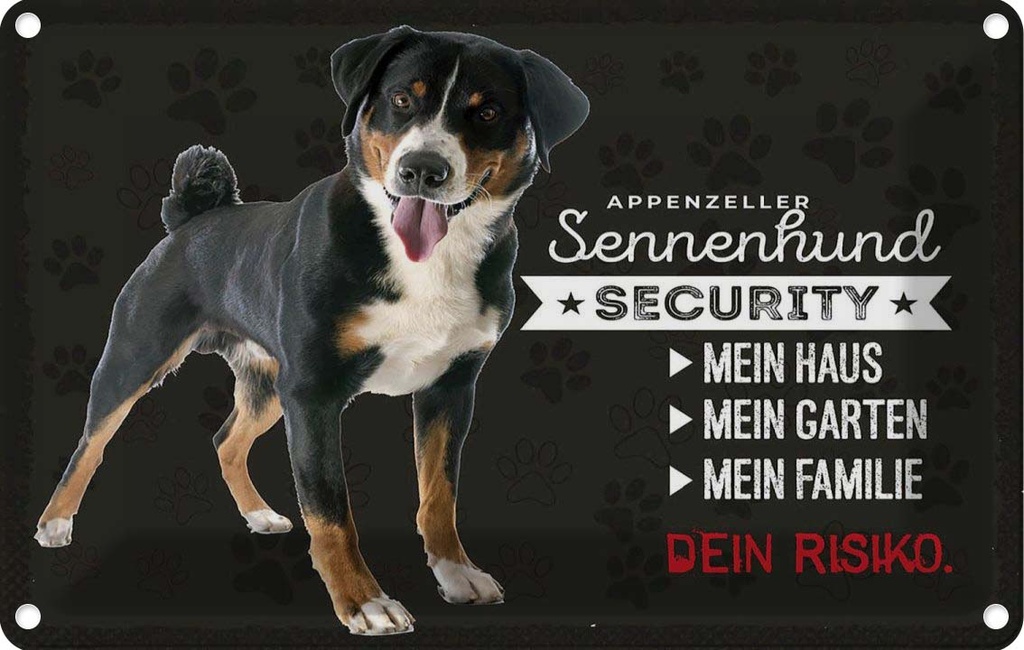 [LA-1783457] Blechschild 12x18 cm Sennenhund Security mein Haus Hund