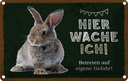 Blechschild 12x18 cm Kaninchen hier wache eigene Gefahr Tier Haustier