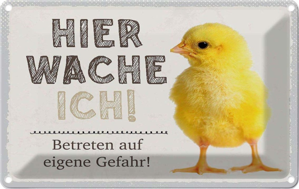 [LA-1783466] Blechschild 12x18 cm Küken hier wache ich eigene Gefahr Tier Haustier