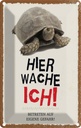 Blechschild 18x12 cm Spruchkröte hier wache eigene Gefahr Spruch Zitat