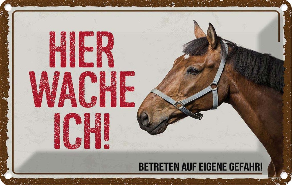 [LA-1783477] Blechschild 12x18 cm Pferd hier wache ich eigene Gefahr