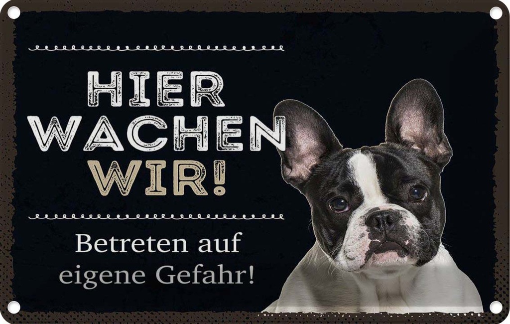 [LA-1783487] Blechschild 12x18 cm Tiere hier wachen wir eigene Gefahr Tier Haustier