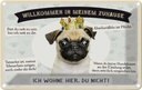 Blechschild 12x18 cm Tiere Mops willkommen wohne hier Hund