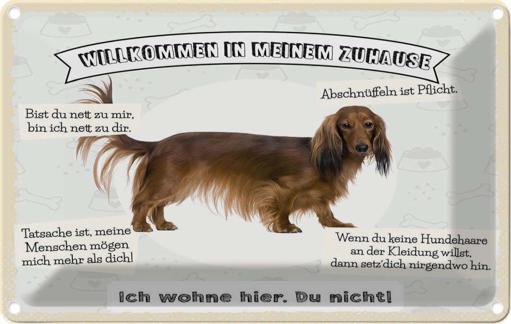 [LA-1783492] Blechschild 12x18 cm Tiere Hund ich wohne hier du nicht