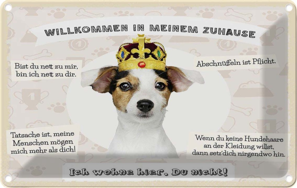 [LA-1783493] Blechschild 12x18 cm Tiere Hund willkommen wohne hier