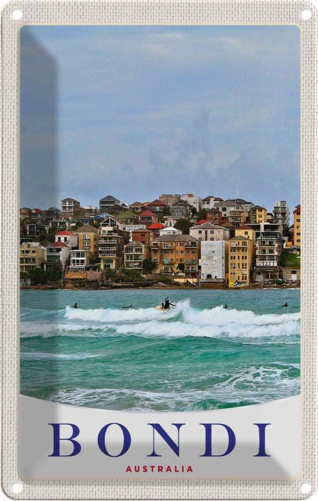 [LA-1783500] Blechschild 18x12 cm Bond Australia Surfen Meer Wellen Bildmotiv Reisemotiv Abenteuer Reisen