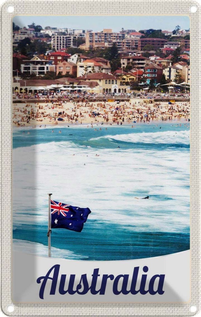 [LA-1783502] Blechschild 18x12 cm Australien Strand Meer Wellen Sonne Bildmotiv Reisemotiv Abenteuer Reisen